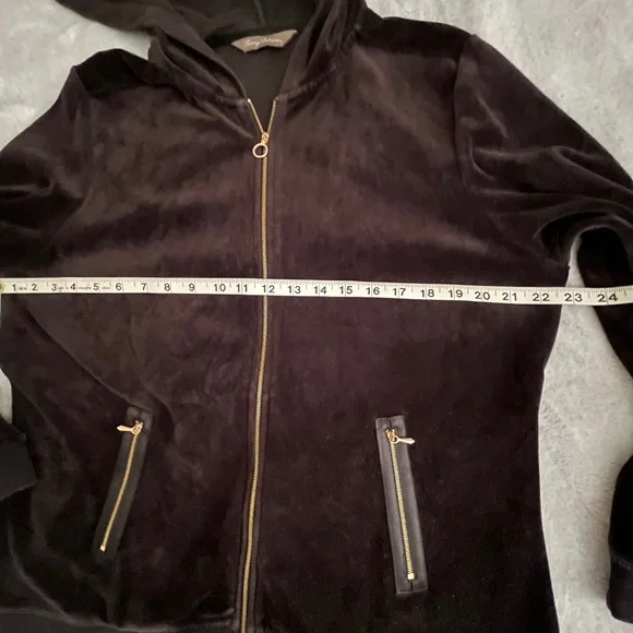 Tommy Bahama Women Velour Hoodie Jacket Full Zip Black Size XL - Picture 7 of 8